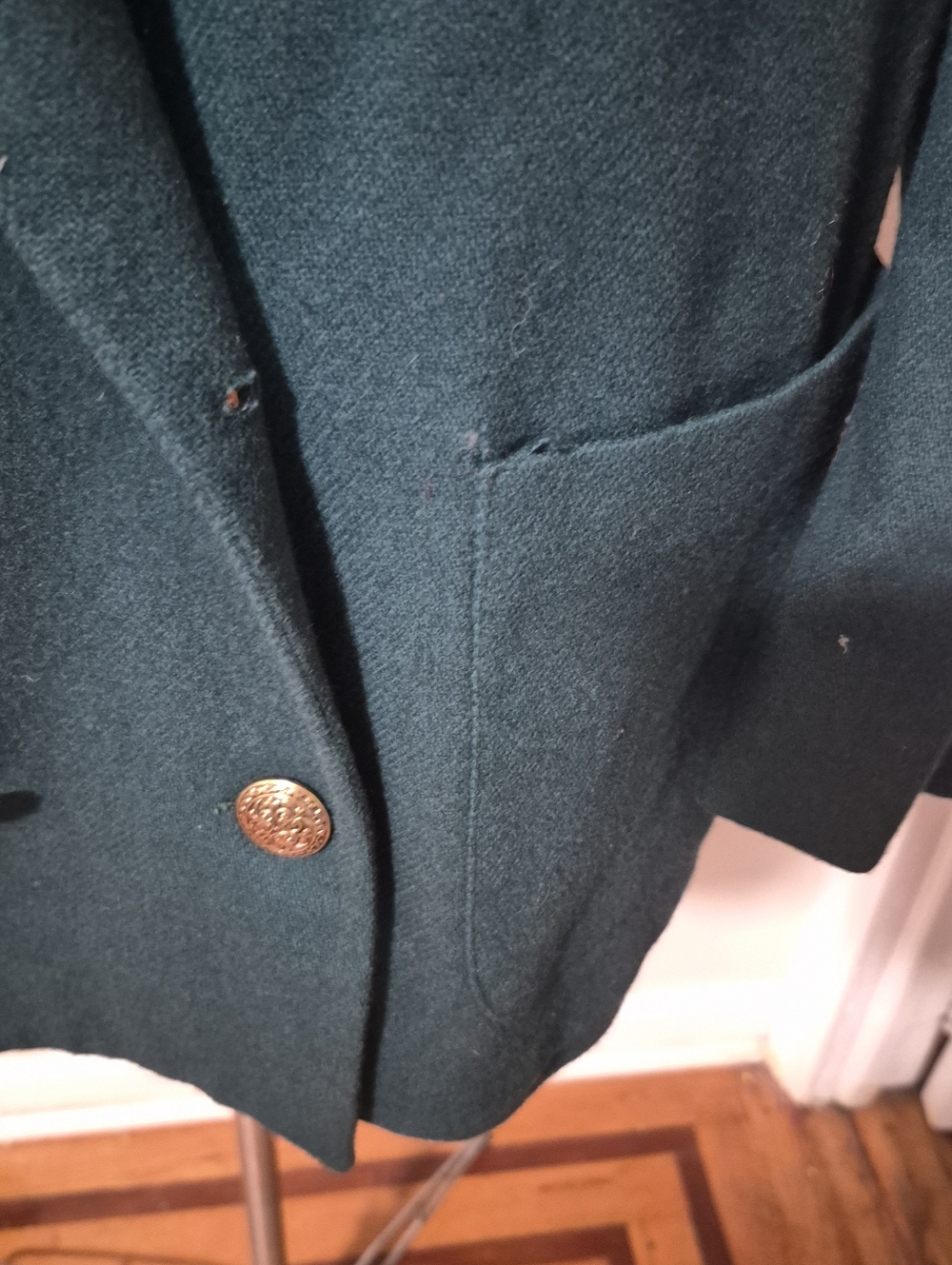 Vintage Fiumicello Women Doublebreasted Wool Green Blazer Quiet Luxury Size 14 - Picture 4 of 6